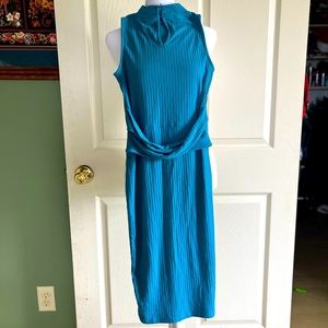 high neck twisted teal dress sz S from Venus. Formfitting